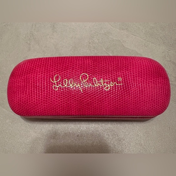 Lilly Pulitzer Handbags - Lilly Pulitzer Eyeglasses Glasses Sunglasses Hot Pink Hard CASE Blue Lined